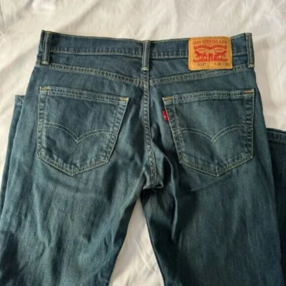 Men's Levi's 511 Slim Fit Rinsed Playa Dark Wash Jeans - Picture 4 of 5